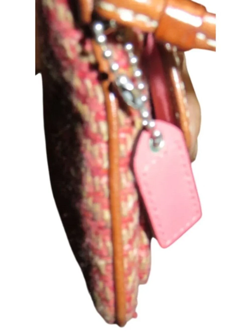 Coach Scaro Hampton Soho Herringbone Camel Leather Rose Tweed Wool Wristlet